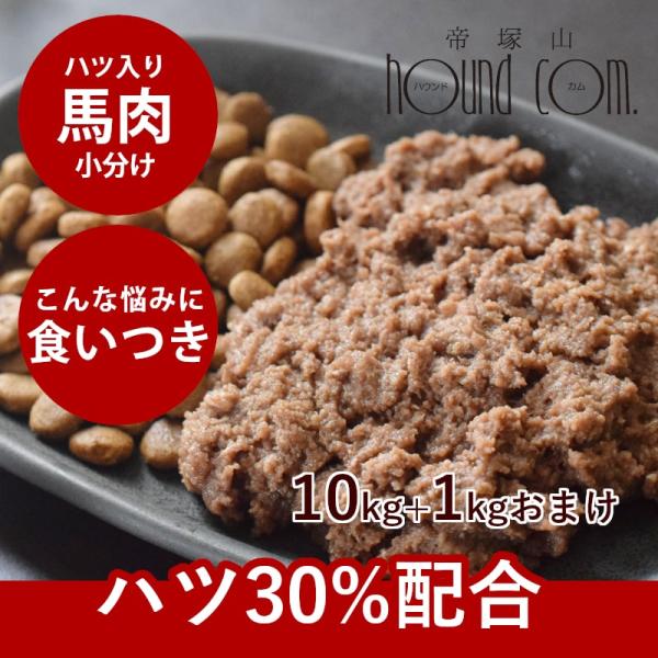 犬 生肉 ごはん｜冷凍 馬肉ハツ入りミンチ小分けトレー 1kg 低脂肪