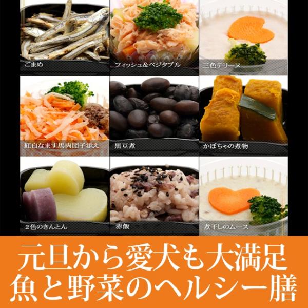 プレゼントにも 犬用お節料理 魚 鹿肉 パーティやギフト 送料無料 ペットの御節 多頭飼いや大型犬も満足 11種盛り 18年犬のおせち 年越しうどんセット 予約受付中 ジビエ重2段 予約受付 猪肉 馬肉