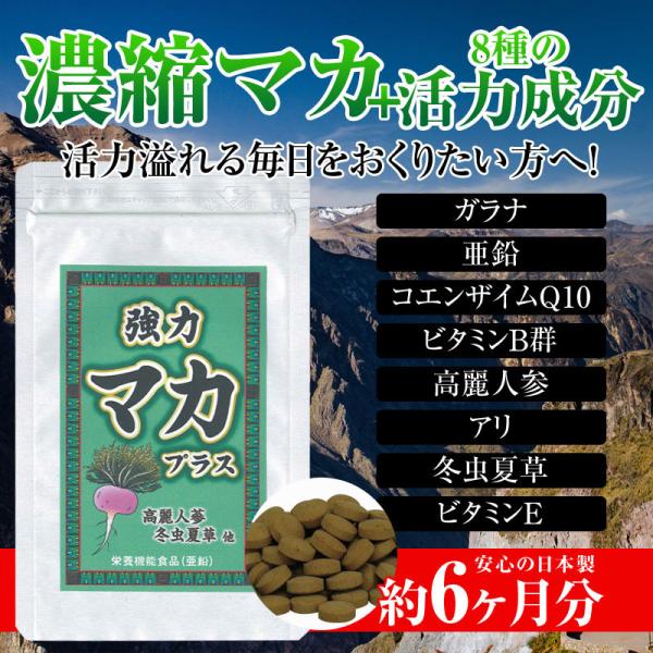 強力マカプラス 6袋 約6ヶ月分 100％ペルー産濃縮マカ 亜鉛 活力 - 宝力本舗