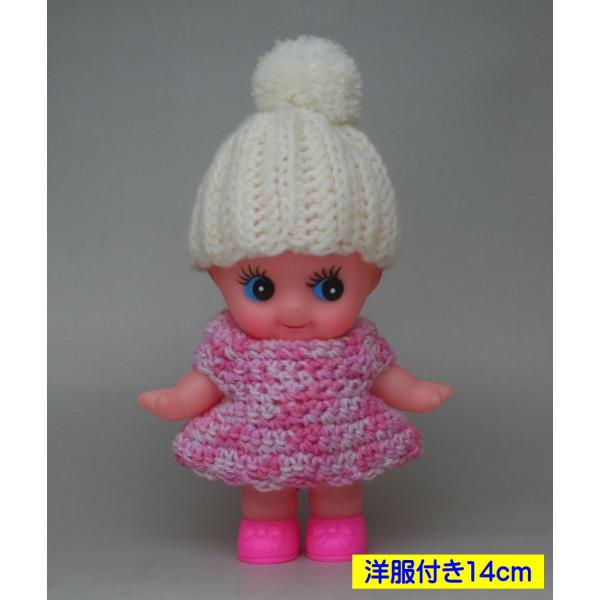 【駄菓子屋玩具】　レトロキューピー人形　14ｃｍ 簡易洋服　ピンクニット