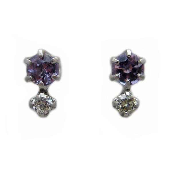 可愛らしい アレキサンドライト ピアス プラチナ製 : Jewellery