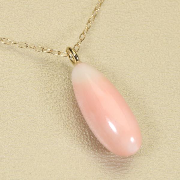 宝石珊瑚のSANSUI 桃珊瑚 ピンク 本ボケ ペンダント K18YG イエロー