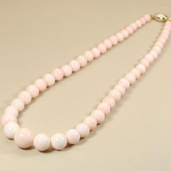 宝石珊瑚のSANSUI ミス珊瑚 ピンク ネックレス K14YG イエローゴールド