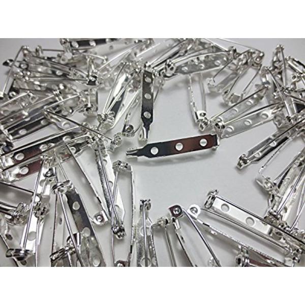 80個 ブローチピン 銀メッキ 34mm 3つ穴 ブローチ金具 基礎金具 手芸材料のヒューイ h674 通販 80個 ブローチピン 銀メッキ 34mm 3つ穴 ブローチ金具 基礎金具 手芸材料のヒューイ h674