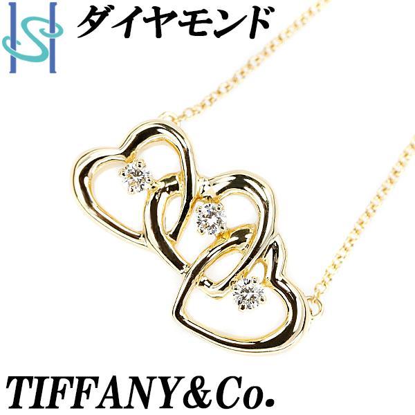 み*き様 Tiffany & Co. 付属品ありダイヤモンド ネックレス　K18 TIFFANY&Co.（ティファニー） トリプルハート ダイヤモンド ネックレス