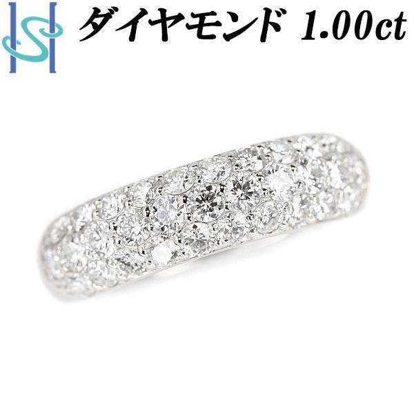 ダイヤモンド リング 1.00ct Pt900 パヴェ 送料無料 美品 中古 