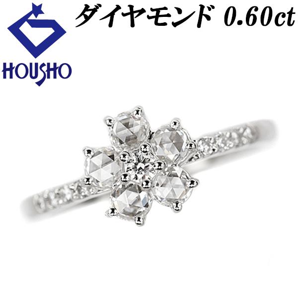 ローズカット ダイヤモンド 0.60ct Pt900 フラワー 植物 変形カット  