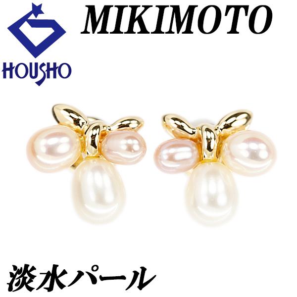 MIKIMOTO ミキモト 淡水パール ピアス K18YG リボン ブランド MIKIMOTO ミキモト 淡水パール ピアス K18YG リボン ブランド
