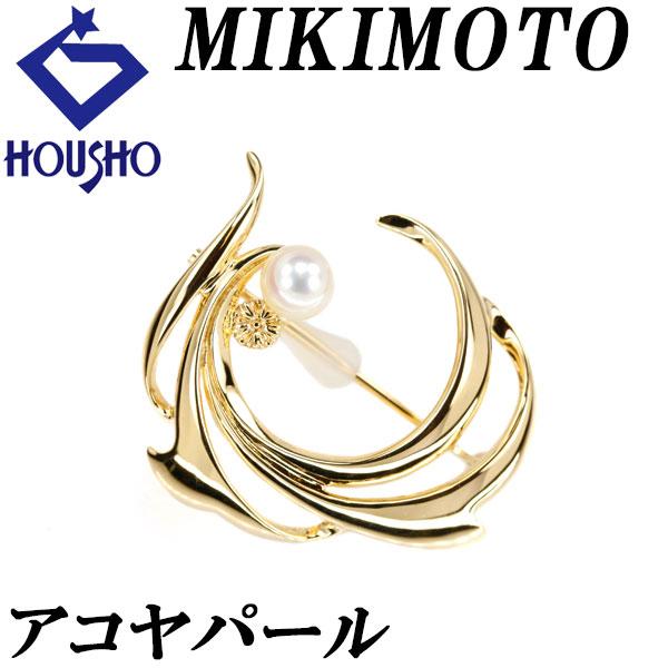 MIKIMOTO ミキモト アコヤパール ブローチ K18YG フラワー 植物  