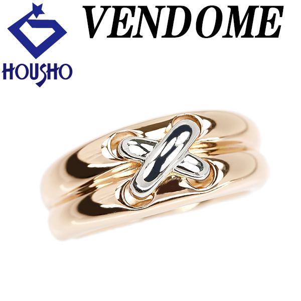 VENDOME ヴァンドーム青山 K18PG Pt900 AOYAMA クロス 重ね付け風 幅広  