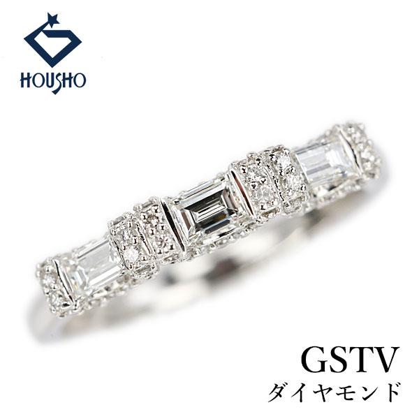 ジーエスティービー ダイヤモンド リング Pt950 GSTV 変形カット 