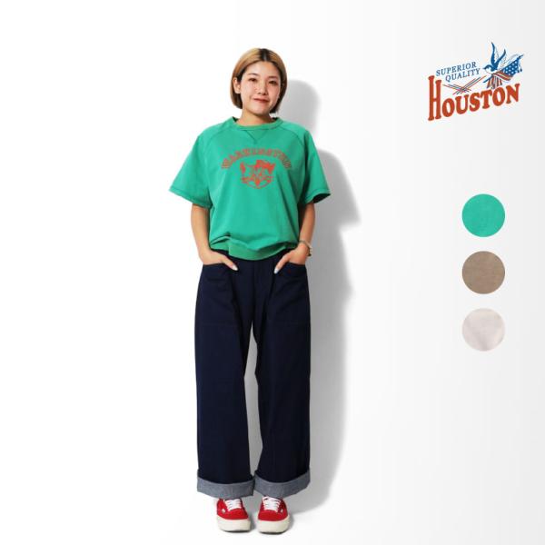 HOUSTON woman / ヒューストン ウーマン 2039W PIGMENT PRINT S/S SWEAT (WASHINGTON) / ピグメントプリントスウェット -全3色-