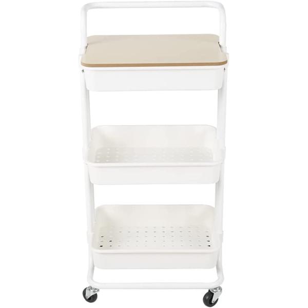 【組立簡単】組み立て式で、工具も付属しています。ネジを締めていくとバッチリ固定され動かなくなります。説明書が付きで、組み立て図解があります。一人でも簡単に組み立てることができます。非常に簡単です。２本のパイプがあって、ワゴンをしっかり支えて...