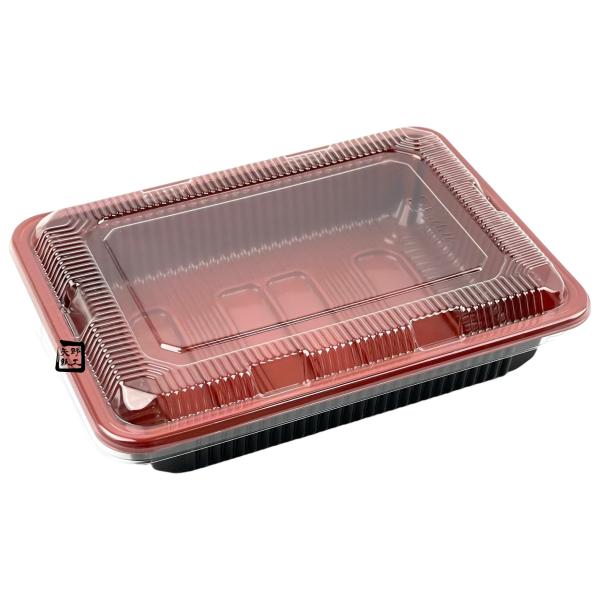 黒赤の5仕切り弁当箱 北原産業 弁当容器 仕切無し KY-5 朱黒 164×119×31mm KY-5盛のせ蓋