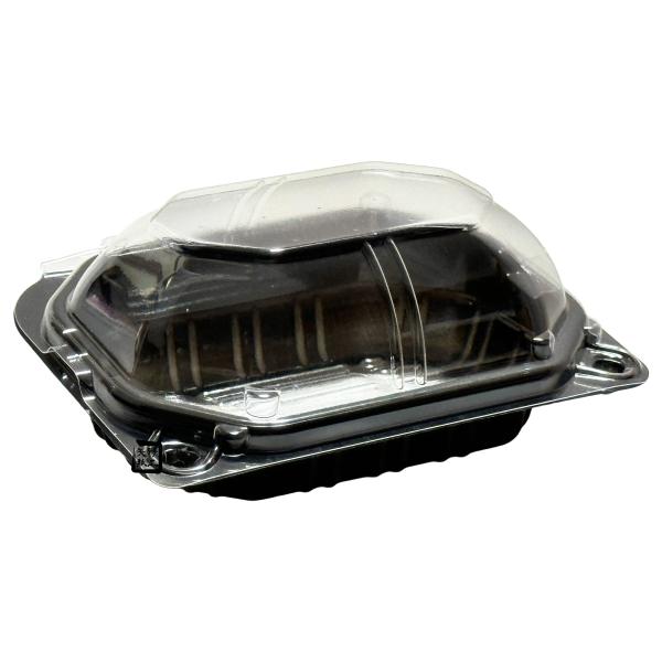 規格：長辺155(130)mm×短辺120(98)mm×高さ53mm※()は内寸材質：OPS8穴あきボタン嵌合底面黒透明窓付重量/枚：10.2gメーカー：信和株式会社1ケース：100枚×8袋入り●目安●ミニトマト150〜200g用