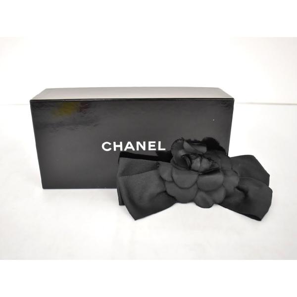 シャネル CHANEL バレッタ カメリア リボンモチーフ ブラック 箱付き