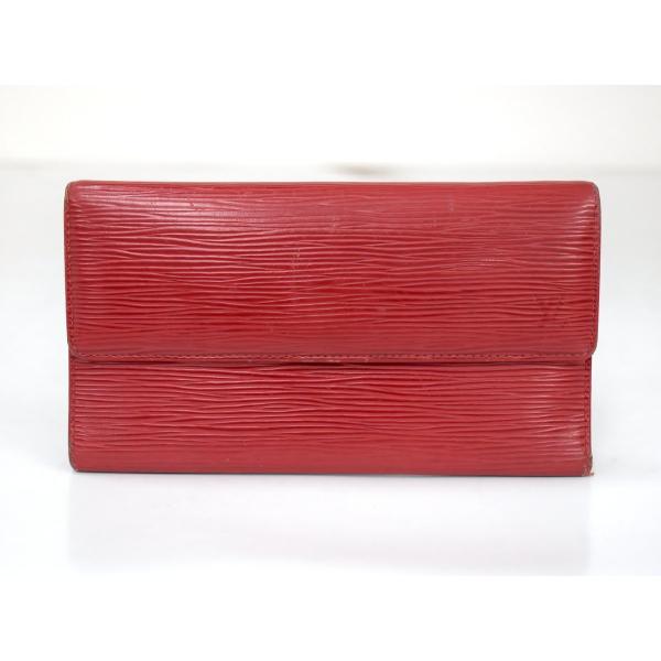 ルイヴィトン LOUISVUITTON 三つ折り長財布 エピ ポルトトレゾール インターナショナル M63387 レッド フラップ → 2511LA015