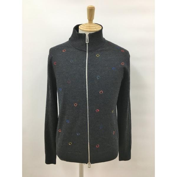 ポールスミス Paul Smith カーディガン M 毛 ダブルジップ 刺繍 ジョイックス グレー PS 2512WR098