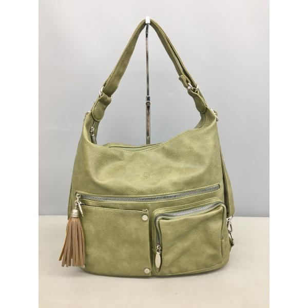 ディーケリー D.KELLY ショルダーバッグ グリーン系 フリンジチャーム付き リュック 2WAY 2601LR139