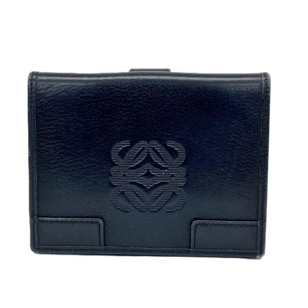 新品未使用LOEWE 二つ折り財布 ブラック LOEWE（ロエベ） アナグラム 二つ折り財布 Wホック ブラック