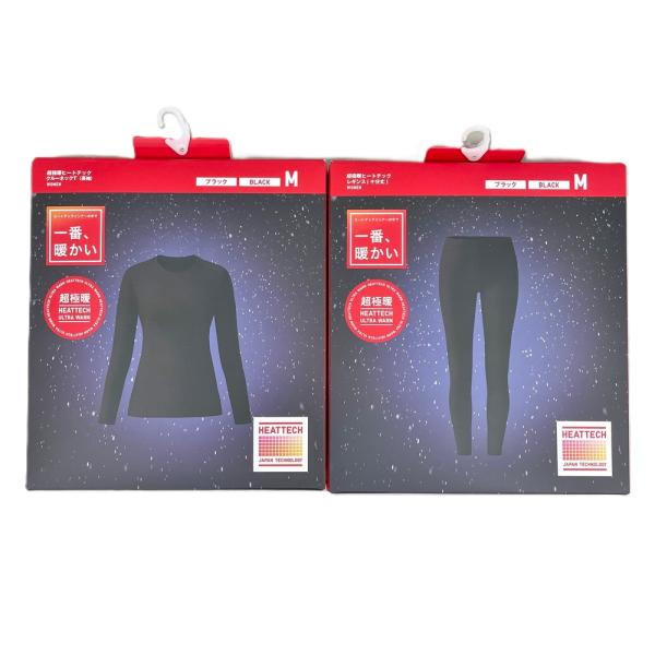 ユニクロ UNIQLO 超極暖ヒートテック ブラック 上下セット M クルー