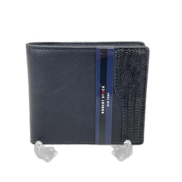 ロバートストック ROBERTSTOCK 二つ折り財布 牛革 ブラック