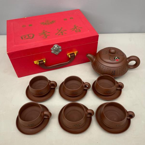中国茶器 四季茶香 急須 湯呑 茶托 6客セット