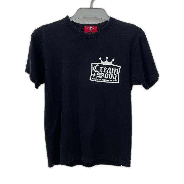クリームソーダ CREAM SODA 半袖Tシャツ コットン100 ブラック スカルプリント サイズS