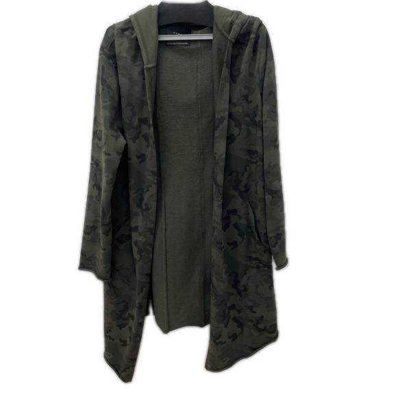 ザラ ZARA ロングパーカー フーディ カットオフ 迷彩 カモフラ 両ポケット付 EUR/L