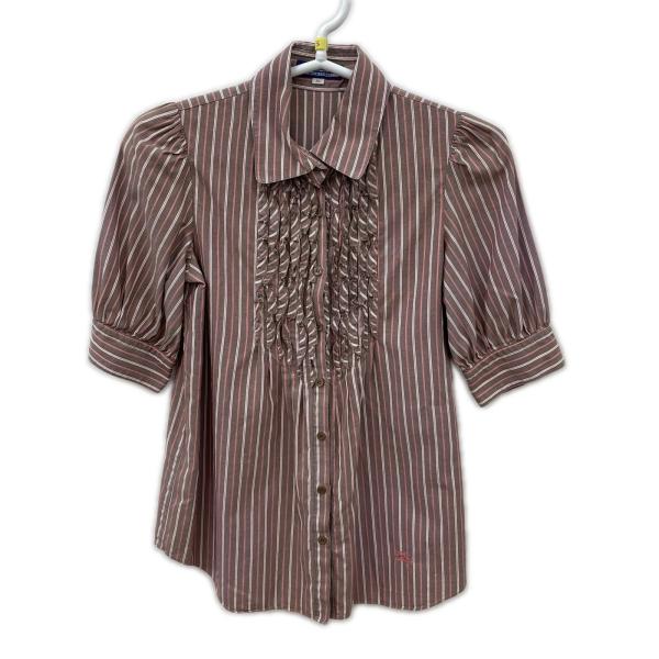 バーバリーブルーレーベル BURBERRY BLUE LABEL フリルシャツ 36 ストライプ