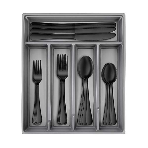 グリーン・ホワイト系 完成品♪ Hiware ブラック銀食器セット トレイ