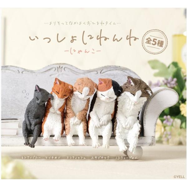 YELL エール いっしょにねんね にゃんこ 全5種アソート コンプリート 全種類揃います 動物 猫 ネコ かわいい フィギュア おもちゃ ガチャ ガチャガチャ