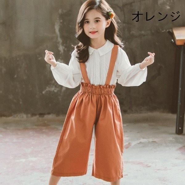 韓国子供服 女の子 セットアップ 長袖 シャツ オーバーオール レジャー 春 秋 キッズ 2点セット 女の子 サロペットワイドパンツ お出かけ着 通学 通園 Fakfakkab Go Id