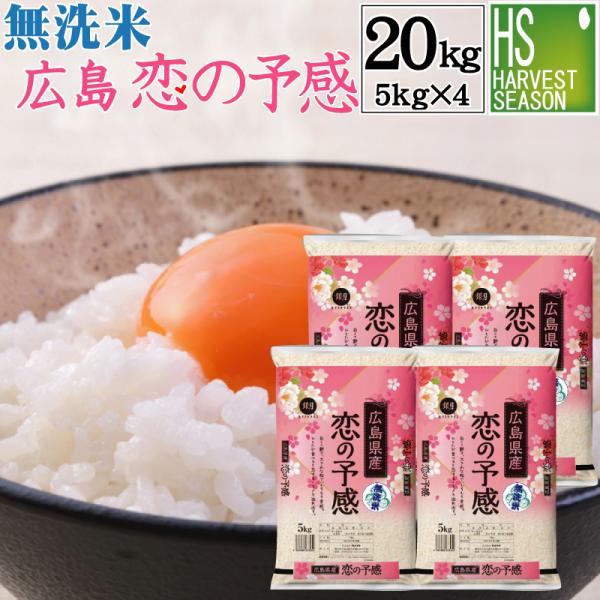 [数量限定] 無洗米 5kg×4 広島県産 恋の予感 20kg 令和4年産  送料無料 特A お米マイスター厳選 精米HACCP認定工場