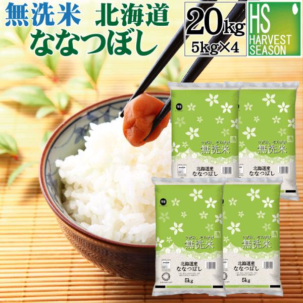 [20周年記念大特価＆抽選プレゼント]  令和7年産 無洗米 5kg×4 ななつぼし 北海道産 20kg 送料無料  特A　SL