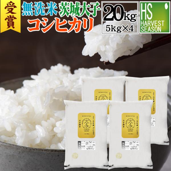 [お米グランプリ受賞] 令和6年産 無洗米 茨城県産 大子町 コシヒカリ 20kg 5kg×4袋 送料無料 一等米限定