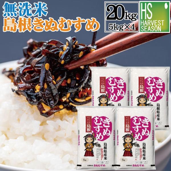 初登場 無洗米 5kg×4袋 島根県産 きぬむすめ 20kg 食味ランク特A 令和4年産 お米マイスター厳選 精米HACCP認定工場 送料無料