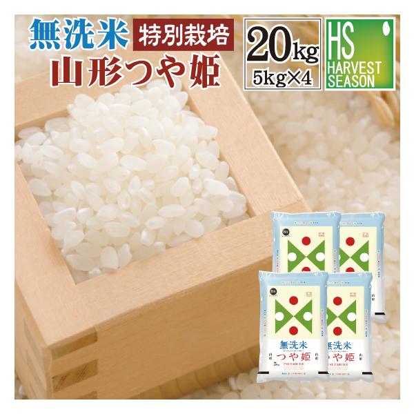 令和7年産 無洗米 特別栽培米 5kg×4袋 つや姫 山形県産 20kg 米 お米 送料無料