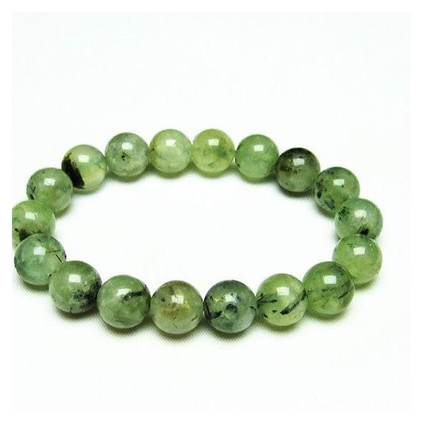 パワーストーン 天然石 ルチル入りプレナイトブレスレット11mm t228