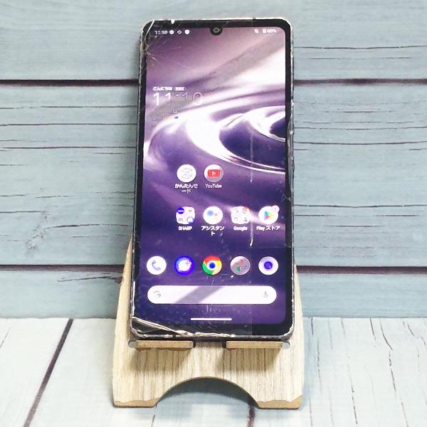 au AQUOS sense6s SHG07 ブラック [ジャンク] 本体 白ロム SIMロック