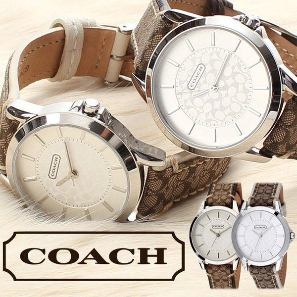 コーチ 腕時計 レディース COACH 時計 クラシック シグネチャー CLASSIC SIGNATURE シルバー ブラウン ベージュ 革 レザー ベルト キャンバス