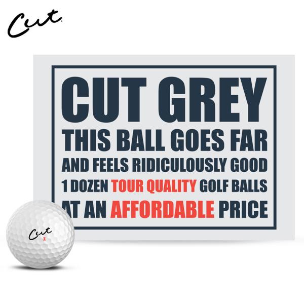 CUT GOLF カットゴルフ CUT GREY ゴルフボール 1ダース 12球入 US仕様 カットグレー 高品質 低価格 ハイクオリティ ホクシン交易