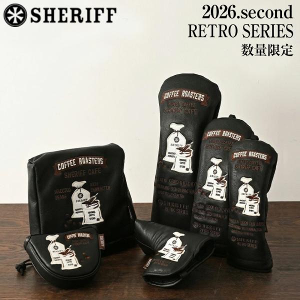 数量限定 2026 2nd SHERIFF シェリフゴルフ ヘッドカバー ブラック SFR-002 レトロシリーズ ドライバー フェアウェイ ユーティリティ アイアン パター ピン