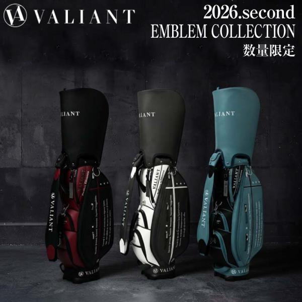 数量限定 2026 2nd VALIANT バリアント ゴルフ キャディバッグ メンズ VAE-006 エンブレム 限定品 合成皮革 ゴルフバッグ 5分割 ブラック グレー ターコイズ