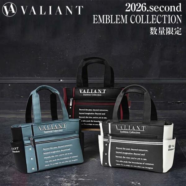 数量限定 2026 2nd VALIANT バリアントゴルフ ラウンドバッグ VAE-006 エンブレム メンズ レディース カートバッグ ラウンドポーチ ブラック グレー ターコイズ