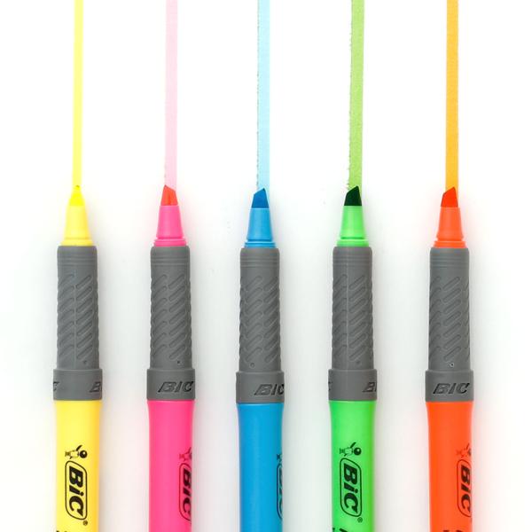 蛍光ペン 蛍光マーカー BIC ビック マーキングハイライターグリップ かわいい ピンク 黄色