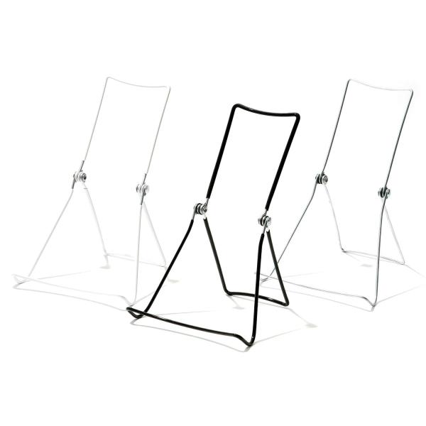 アメリカのブックストアやインテリア・雑貨ショップ、食器売り場などで使われるワイヤーのディスプレイスタンド。３つ目のワイヤーである「背もたれ」が付いて、大きめの書籍やタブレットもラクラク対応。微妙な角度調節も自由自在です。 サイズ：幅14.2...