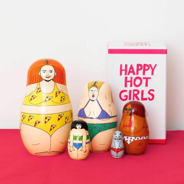 マトリョーシカ Happy Hot Girls ハッピー ホット ガールズ 人形 オブジェ 置き物 木製 インテリア プレゼント 雑貨 ギフト