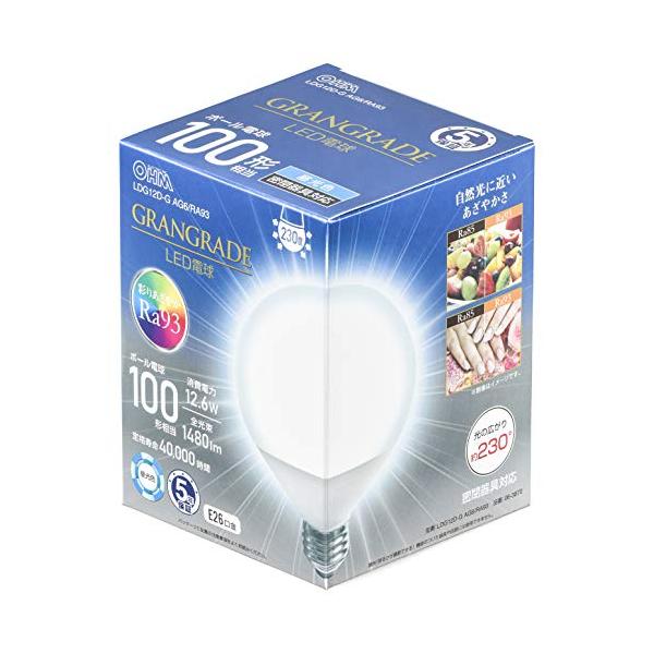 オーム電機 LED電球 ボール電球形 E26 100形相当 昼光色 LDG12D-G AG6/RA93 06-3870 OHM