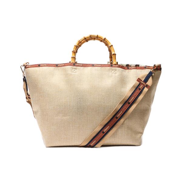 美品 LeSportsac レスポ 2way トートバッグ バンブー ラフィア